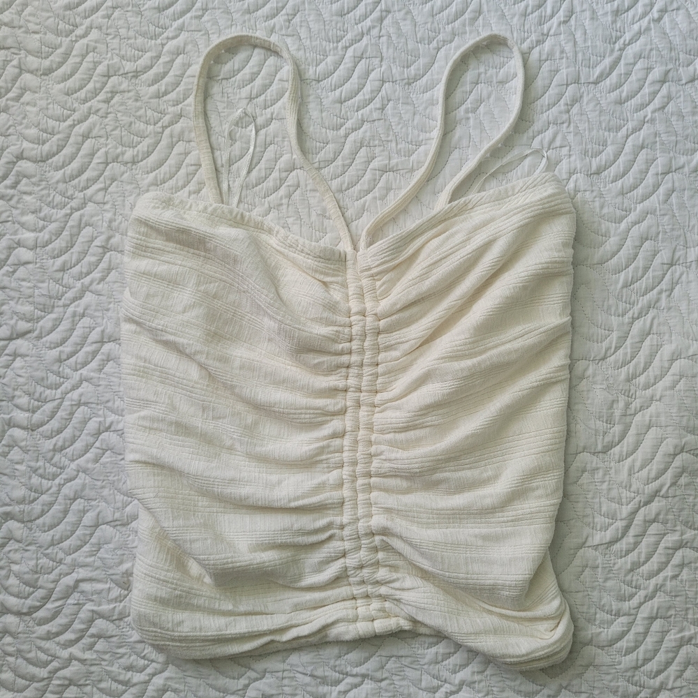 White anthropologie Pilcro ruched halter tank top